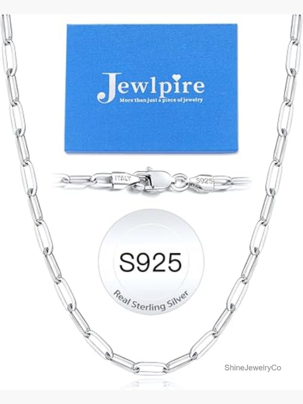 Paperclip Chain Necklace 4mm 5mm 16-26 Inch Sturdy 925 Sterling Silver